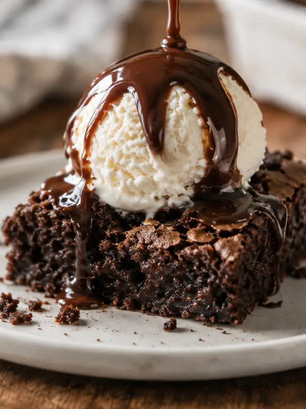 Chocolate brownie with vanilla ice cream for the Dessert Recipes category